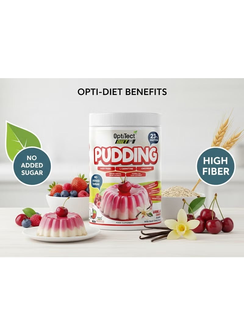 OptiTect Diet Pudding – Vanilla Cherry Flavor, 300g | High Protein, High Fiber, Sugar-Free Dessert - Image 4